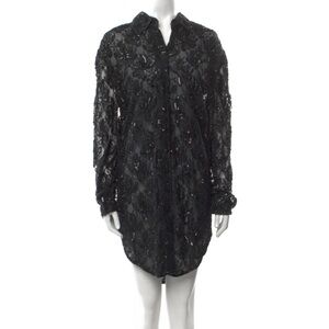 Judith Ann Creations IncLace Pattern Mini Dress Size S Long Sleeve with Collar
